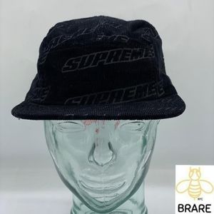 Supreme Embossed Logo Corduroy Camp Cap Black SS18